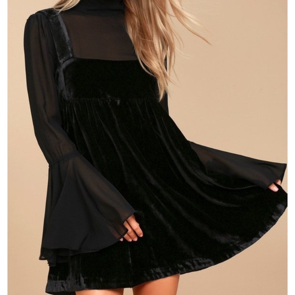 Free People counting stars black velvet dress
